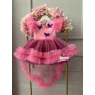Rochie fete cu trena si fluturasi New Little Butterfly Tail