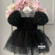 Rochie Neagră Elegantă cu Fundă Mare și Trandafiri – Rochie Prințesă Tulle | Black New Baby Look