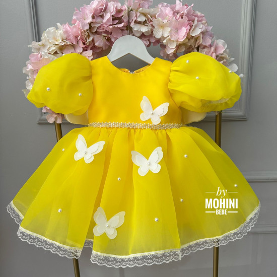 Rochie Galbenă cu Aripi de Fluture – Rochie Prințesă Zână pentru Fetițe | Yellow Butterfly Dress