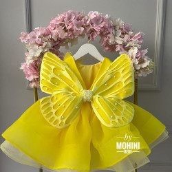 Rochie Galbenă cu Fluturi și Aripi Detașabile – Rochie Prințesă Zână Yellow Butterfly