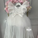 Rochie Prințesă Albă cu Paiete, Volane Multiple și Trenă – Rochie Scânteietoare Elegantă Tulle | WoW