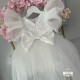 Rochie Prințesă Albă cu Paiete, Volane Multiple și Trenă – Rochie Scânteietoare Elegantă Tulle | WoW