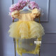 Rochie Prințesă Galbenă cu Trena, Volane și Pene – Rochie Elegantă Tulle pentru Fetițe | Maravillosa Amarillo