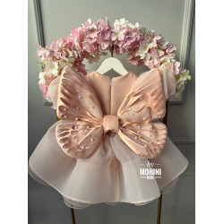Rochie Prințesă Roz cu Fluturi 3D și Aripi la Spate – Rochie Elegantă Tulle | Lux Butterfly