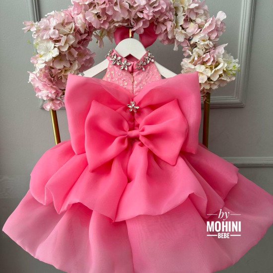 Rochie Prințesă Roz cu Fundă Mare Spectaculoasă – Rochie Elegantă Tulle | Special Pink