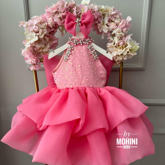 Rochie Prințesă Roz cu Fundă Mare Spectaculoasă – Rochie Elegantă Tulle | Special Pink