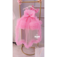 Rochie Prințesă Roz cu Trenă și Fundă Mare – Rochie Elegantă Tulle | Mi Princesa