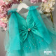 Rochie Prințesă Turcoaz cu Fundă Mare – Rochie Elegantă Tulle pentru Fetițe | Splendid Turquoise
