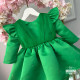 Rochie Prințesă Verde Smarald cu Volane și Mâneci cu Volănașe – Rochie Elegantă Satin Tulle | Para Princesas