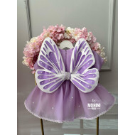 Rochie Prințesă cu Aripi de Fluture Mov – Rochie de Botez Zână pentru Fetițe } Lilac Luxury Butterfly Dress