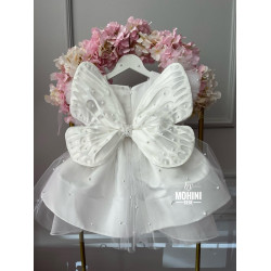 Rochie de Botez Prințesă cu Aripi de Fluture Alb – Rochie Zână pentru Fetițe | Butterfly Little Pearls