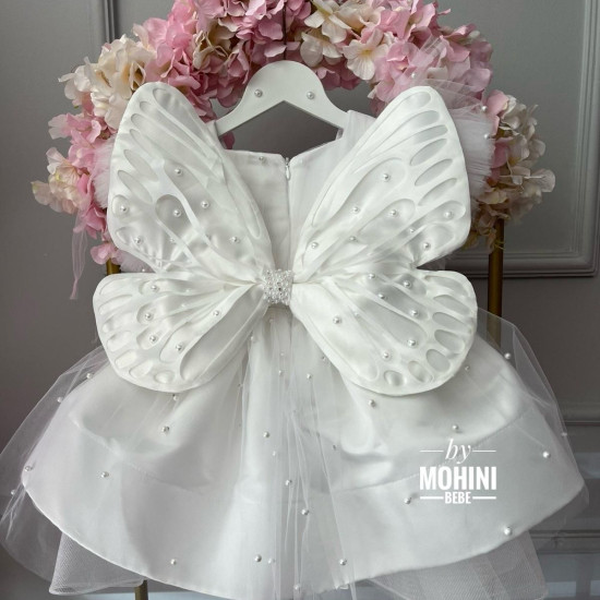 Rochie de Botez Prințesă cu Aripi de Fluture Alb – Rochie Zână pentru Fetițe | Butterfly Little Pearls