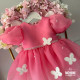 Rochie de Ocazie Prințesă cu Aripi de Fluture – Roz Aprins, pentru Botez și Aniversări | New Pink Luxury Butterfly Dress