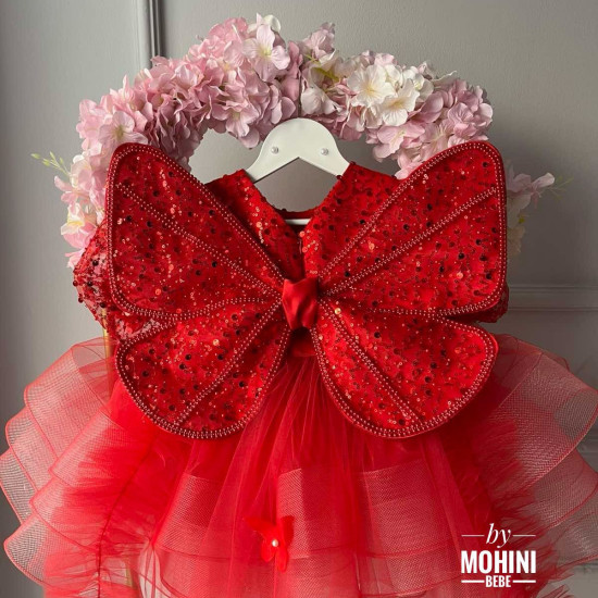 Rochie Printesa  Roșie Fluture cu Terna și Paiete – Rochie Fete Zână pentru Ocazie | Nueva Maravillosa