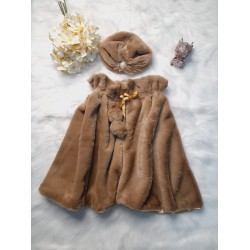 Set Bolero/Capa si toca Bej pentru copii