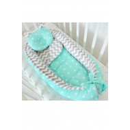 Set baby nest BLUE STAR din bumbac organic