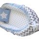 Baby nest GRAY ZIGZAG BLEU din bumbac organic
