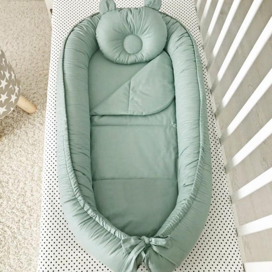 Set baby nest GRAY din bumbac organic