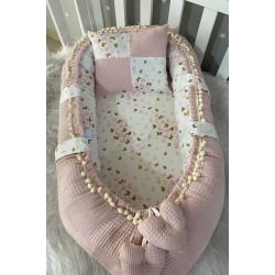 Baby nest PINK BUTTERFLY din bumbac organic