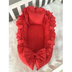 Baby nest RED FRILLY din bumbac organic