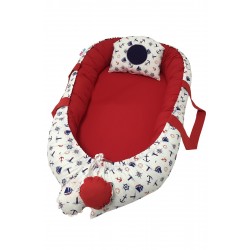 Baby nest SAILOR RED din bumbac organic