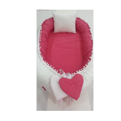 Baby nest RED DOTS din bumbac organic