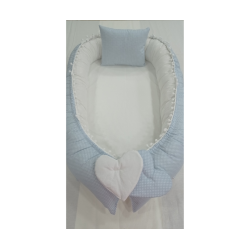 Baby nest WHITE BLUE din bumbac organic
