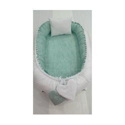 Baby nest WHITE GREEN din bumbac organic