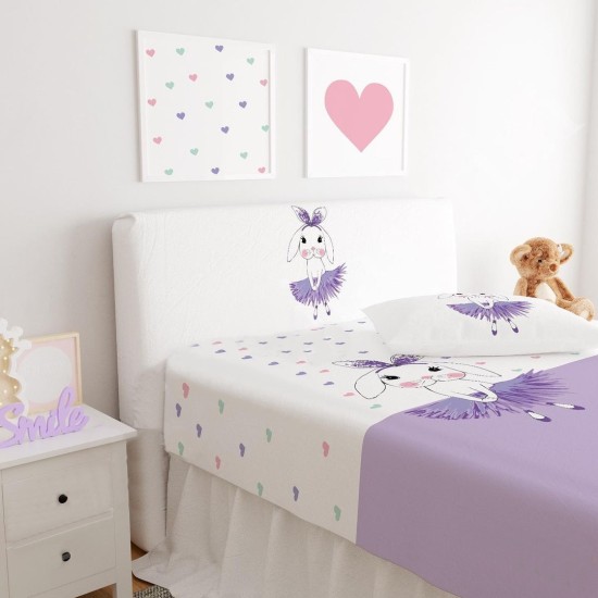 Set personalizat decoratiuni camera copii PURPLE BUNNY