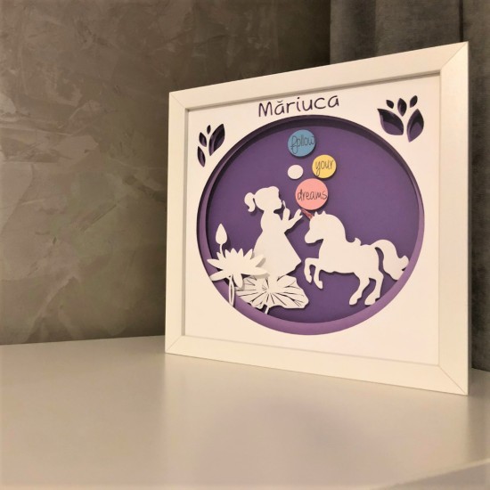Lampa de veghe, tablou 3d personalizat, UNICORN