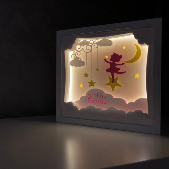 Lampa de veghe, tablou 3d personalizat, STAR GIRL