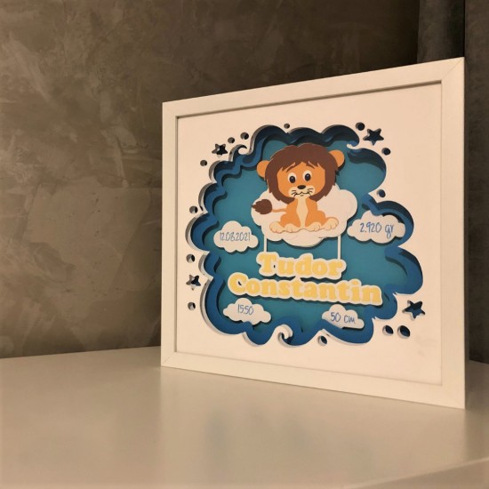 Lampa de veghe, tablou 3d personalizat, BABY LION