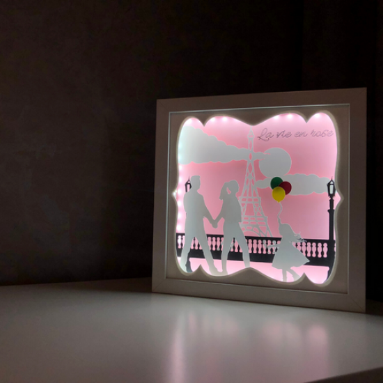 Lampa de veghe, tablou 3d personalizat, LA VIE EN ROSE