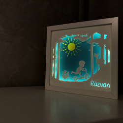 Lampa de veghe, tablou 3d personalizat, BABY ON TRICYCLE