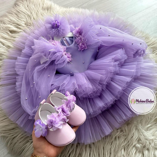 Rochie botez fetita - Rochie lila 0-6 ani ANAHI