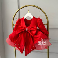 Rochie ocazie fete - Rochie rosie voluminoasa Aelynn