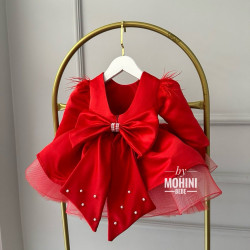 Rochie ocazie fete - Rochie rosie voluminoasa Aelynn