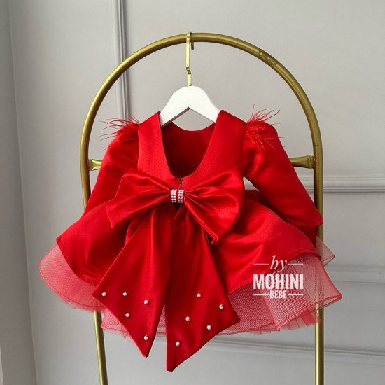 Rochie ocazie fete - Rochie rosie voluminoasa Aelynn
