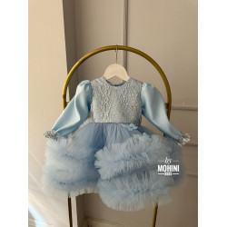 Rochie nunta fete -Rochie bleu cu volane Alcira