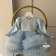 Rochie nunta fete -Rochie bleu cu volane Alcira