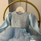 Rochie nunta fete -Rochie bleu cu volane Alcira