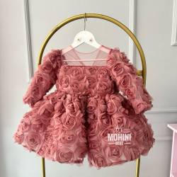 Rochie cu flori 3d - Rochie roz prafuit Angel Roses