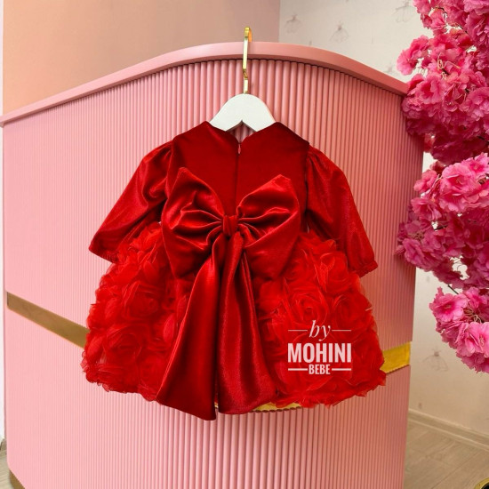 Rochie catifea fetita - Rochie rosie Annya