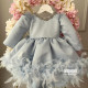Rochie trena fete - Rochie bleu cu pene Baby Blue Rafaella