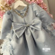 Rochie trena fete - Rochie bleu cu pene Baby Blue Rafaella