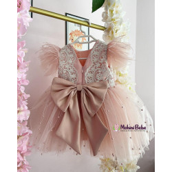 Rochie roz prafuit fete -Rochie dantela EFFIE