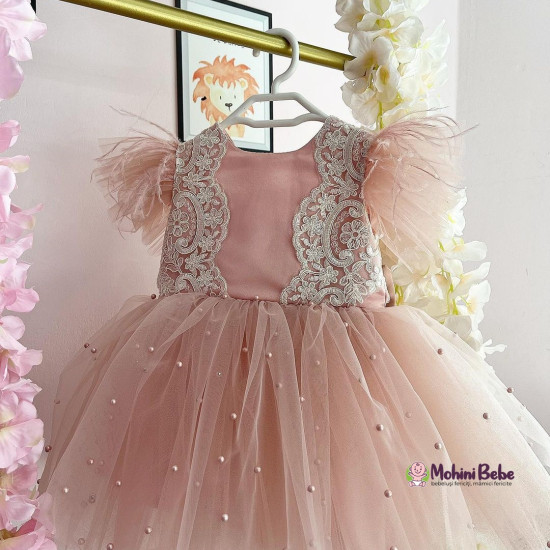 Rochie roz prafuit fete -Rochie dantela EFFIE