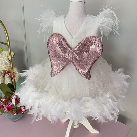 Rochie alba fete - Rochie pene CAMILLA 
