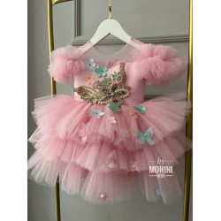 Rochie roz cu broderie fete Inessa