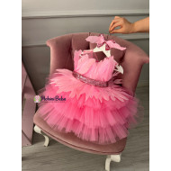 Rochie cu pene fetiță - Rochie roz ANTHEA